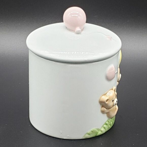 Norcrest Japan Powder Blue 3D Teddy Bear Balloons Mugs & Lidded Trinket Jar Set - Picture 4 of 16
